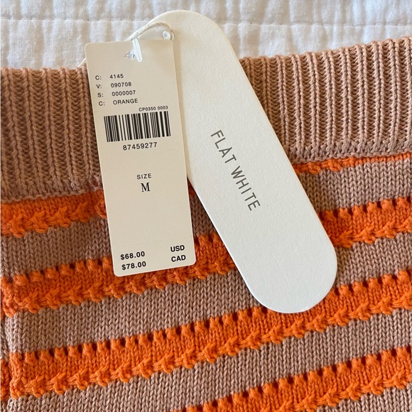 Anthropologie Flat White orange and tan, striped knit set.  NWT - Picture 5 of 6